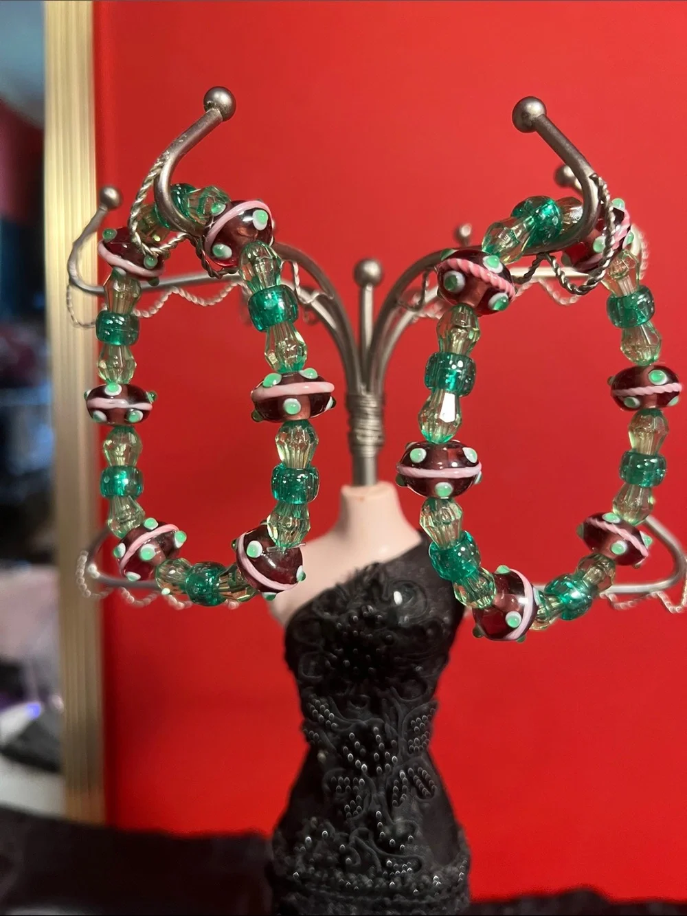 Beautiful green and brown beaded bracelet homemade